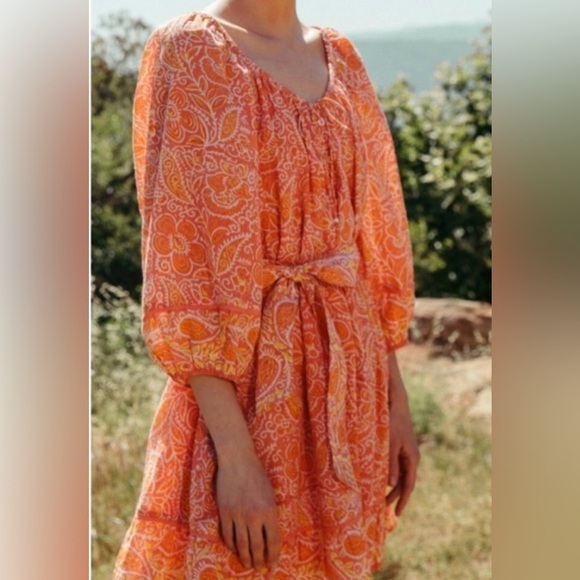 CLEOBELLA Grace Mini Dress in Bloom Block Print Coral Romantic Pastel - Size XS - Picture 2 of 11